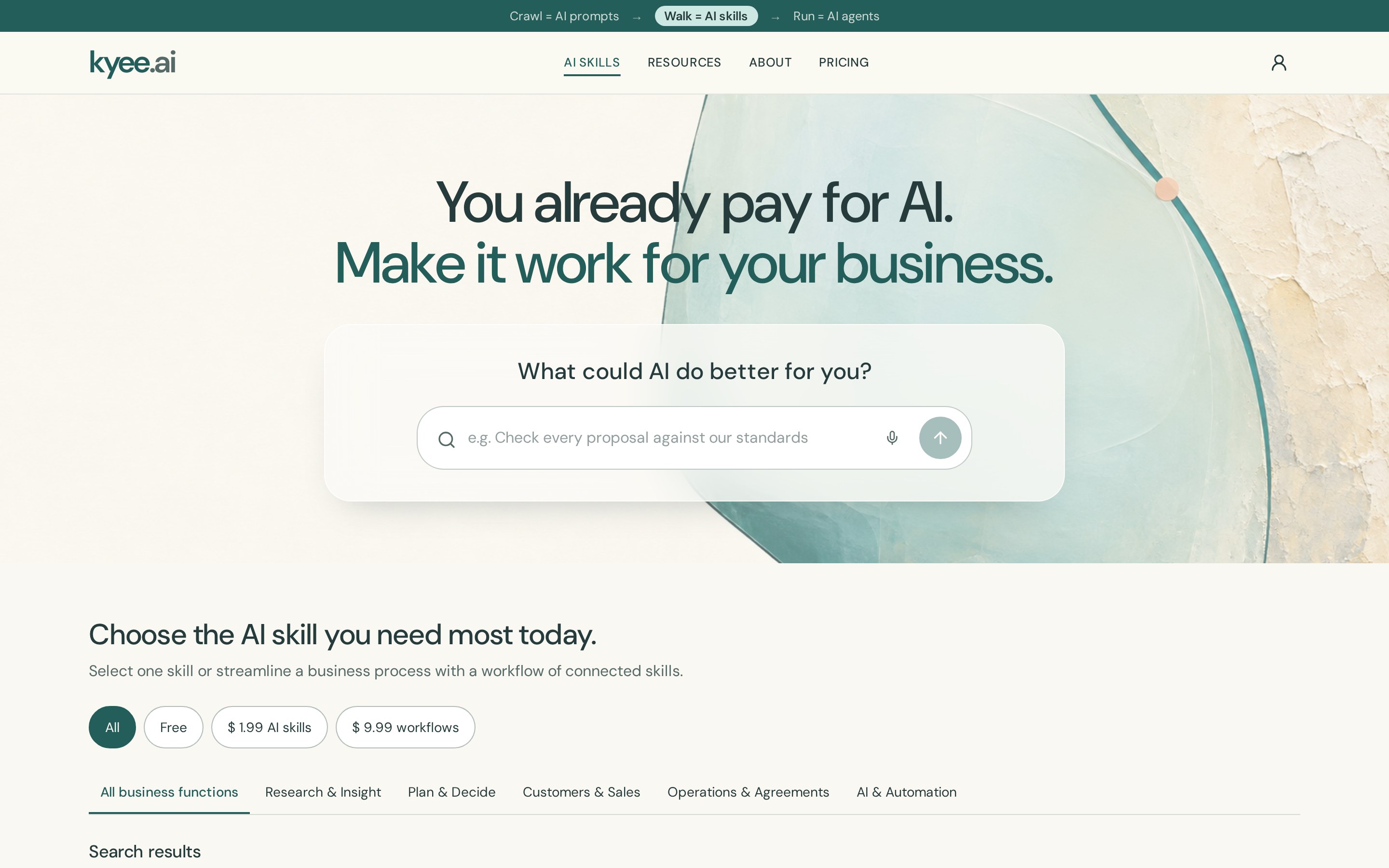 Kyee.ai homepage preview